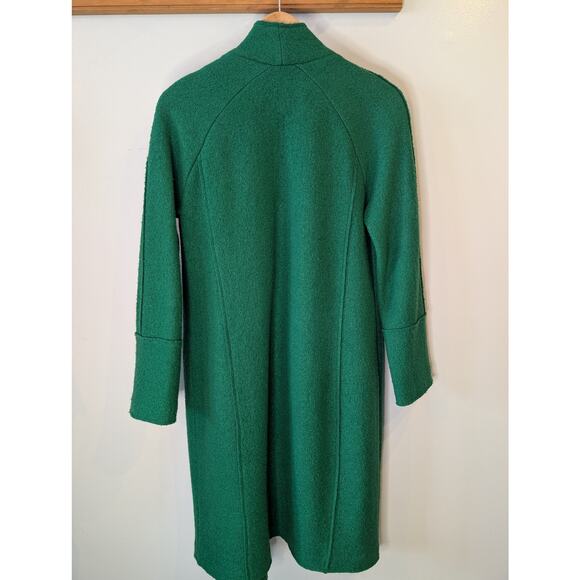 Tahari Emerald Green Wool Blend Long Duster Coat Shawl Collar Medium Career - Picture 7 of 7